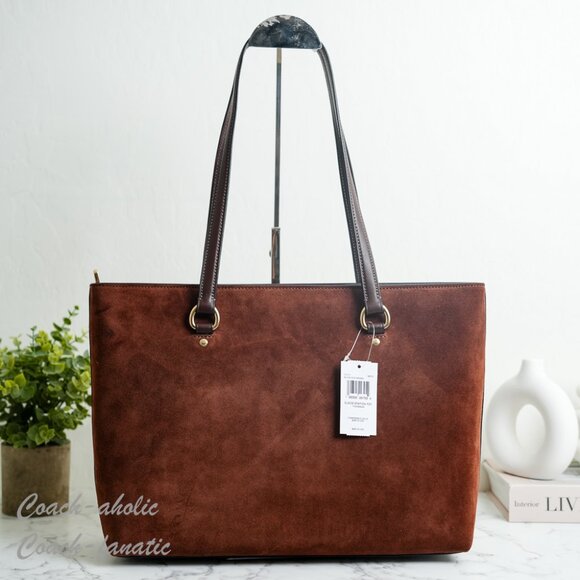 NWT Coach CCC77 Station Suede Tote Bag in Vintage Brown - Picture 6 of 15
